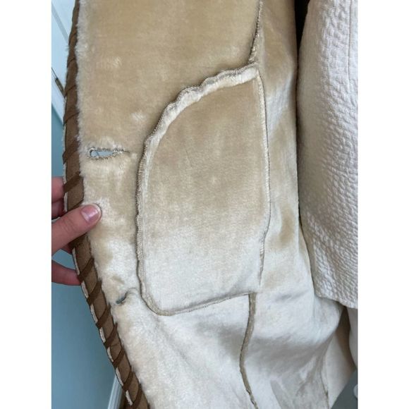 Wilson’s Leather Brown Shearling Coat with Real Fox Fur Trim, size M - NWOT - Picture 4 of 7